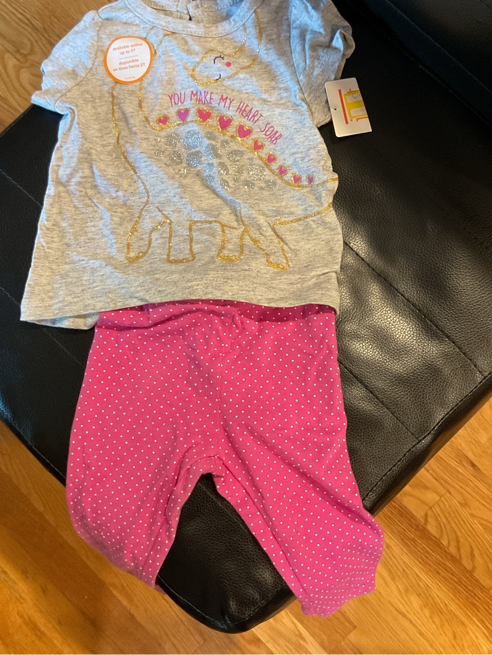 NWT Just One You Carters Bby Girl Dinosaur Shirt and Polka Dot Leggings Size 3 M